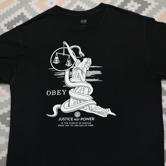 Obey Other - Vtg OBEY 'Justice Not Power' Scale of Justice Tee